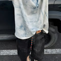 Korean loose fit t-shirt with full printing artwork showing tie-dye and dirty wash designs