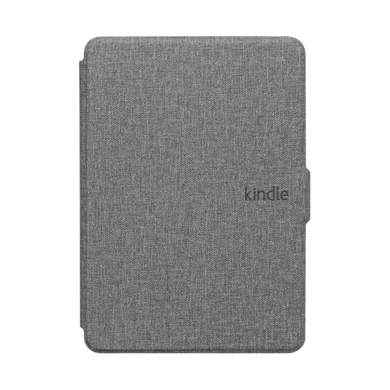 Linen leather style plastic protective case for Kindle Paperwhite with magnetic closure.