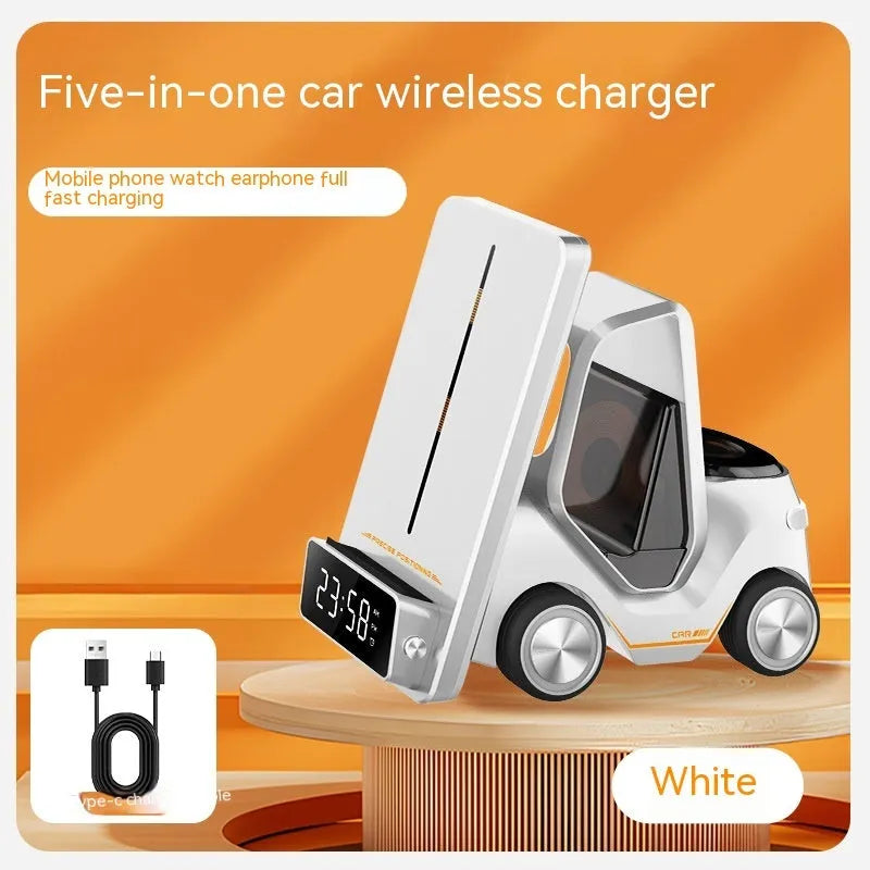 15W three-in-one wireless charging bracket for smartphones with Qi charging and USB ports