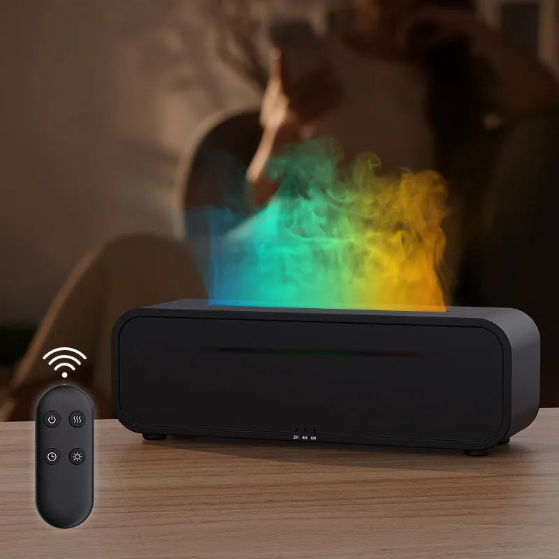 Black or white dynamic aroma diffuser with music synced colour changing light and remote control