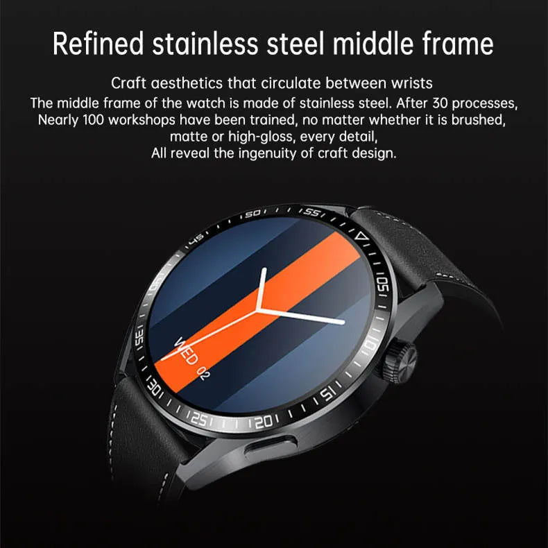 Black GS3 Max smartwatch with a silicone strap on a wrist, showing a home screen with health metrics.