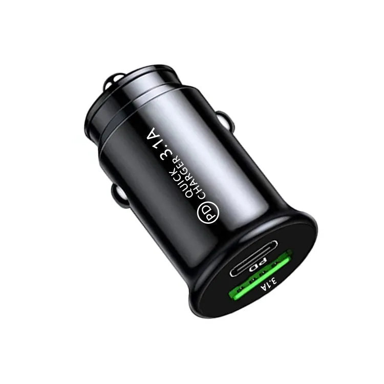 Black and white dual USB port car charger for vehicle 12V sockets