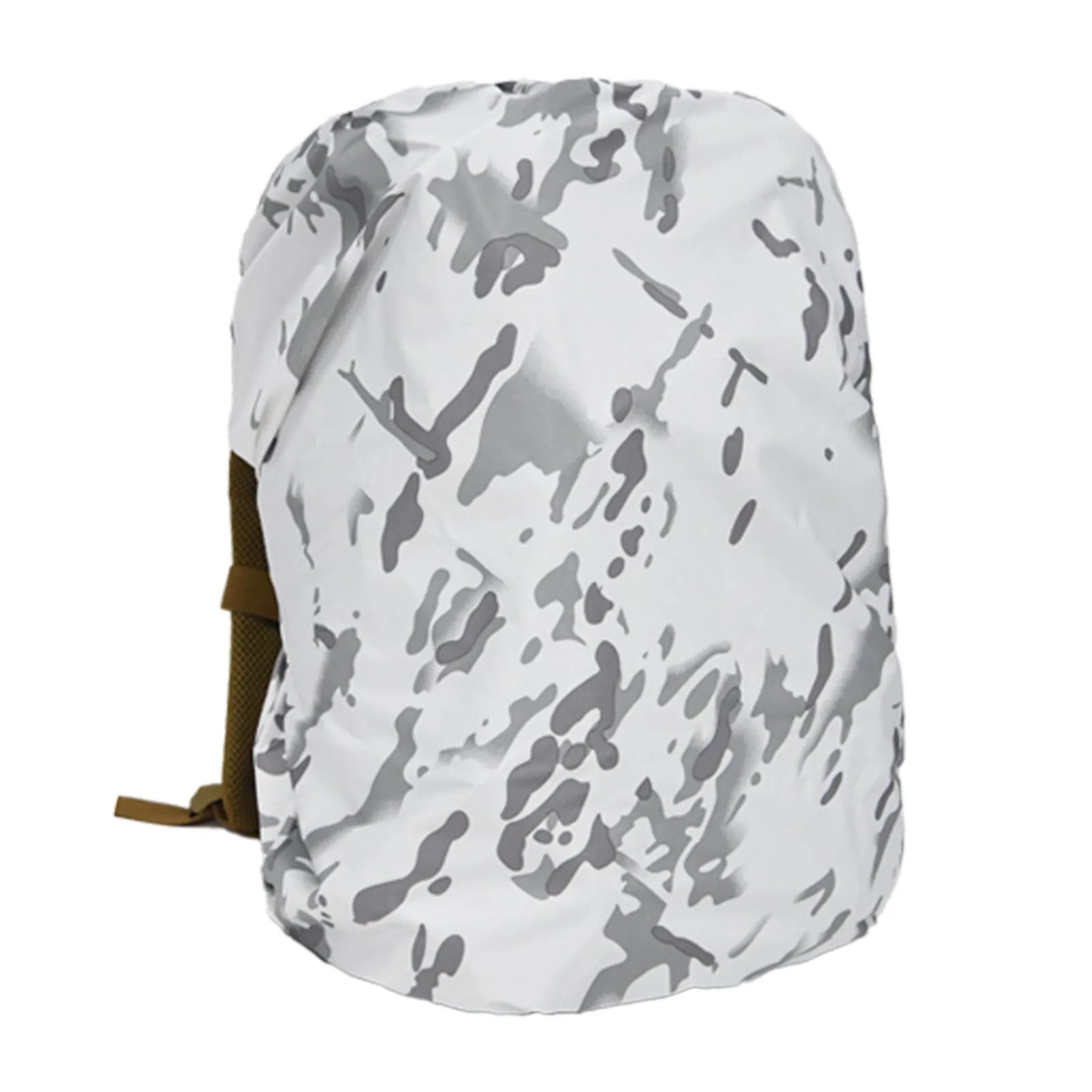 Army green Pu material backpack rain cover shown unfolded, suitable for 80-litre packs.