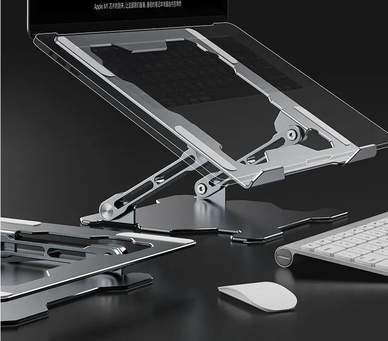 Aluminum alloy adjustable laptop stand in grey or white for devices up to 15 inches