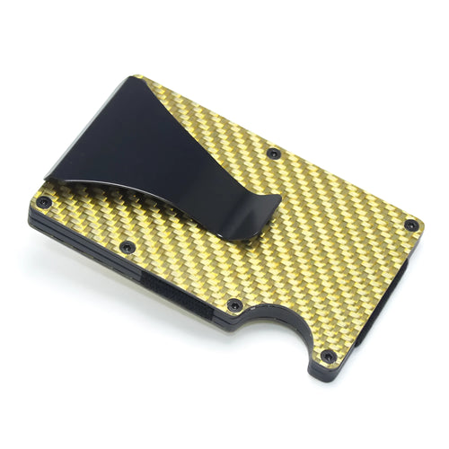 Carbon fibre card holder wallet with geometric design in multiple finish options