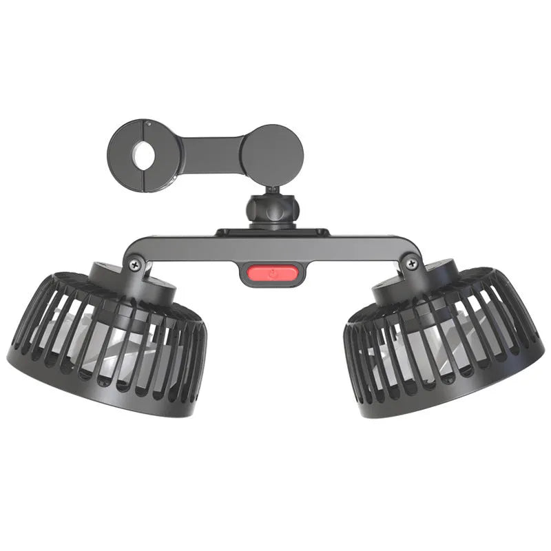 Black car USB rear pillow single head electric fan on a car seat.