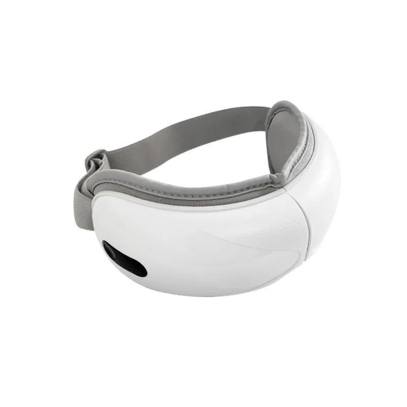 White rechargeable electric eye massager with air compression and heat therapy functions