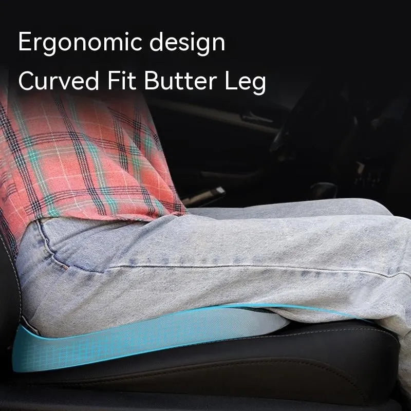 Curved bevel design seat cushion in beige colour, showing its contoured shape for tailbone support.