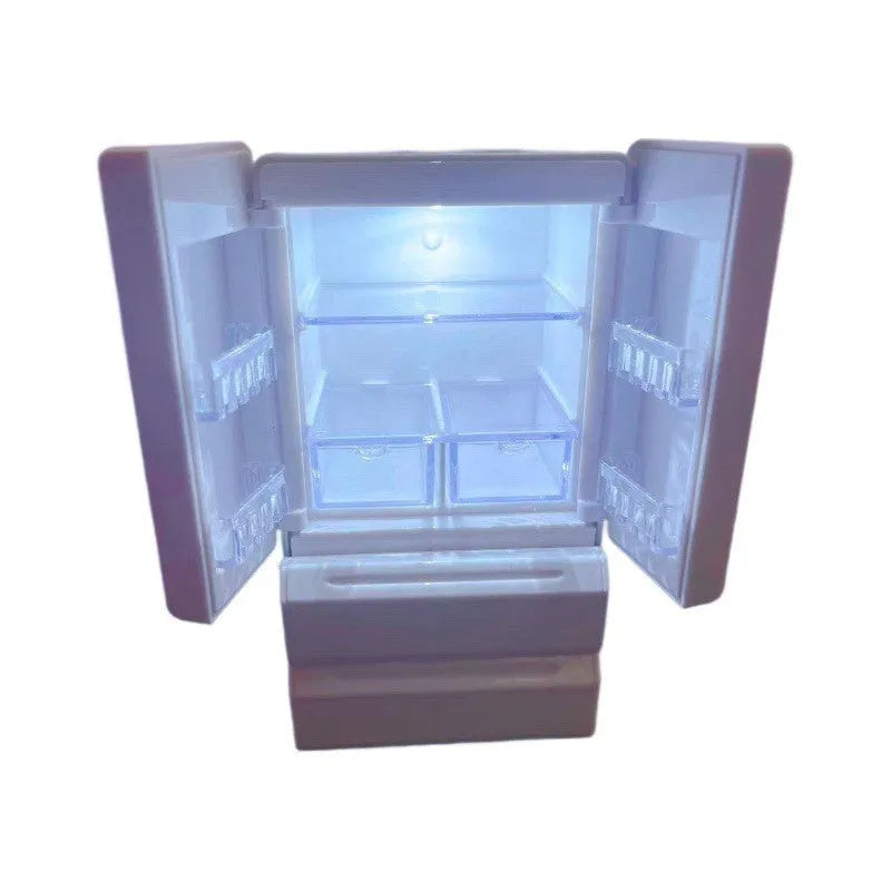 White miniature plastic scenario model with built-in LED light measuring 11.4cm height