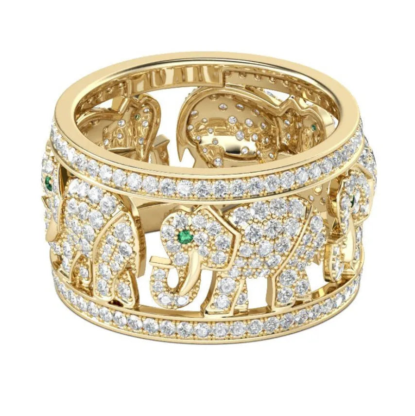 Full diamond elephant fashion ring in electroplated alloy available sizes 6-10 AJZ141 or AJZ1935 colour