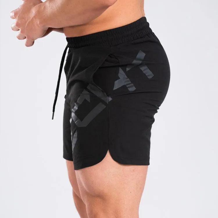 Men's elastic thin training running shorts in knee-length design with quick-drying nylon blend fabric