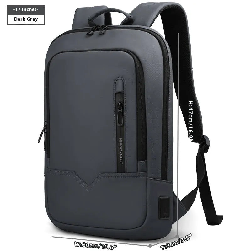 Lightweight polyester laptop backpack with USB charging port in multiple colour options