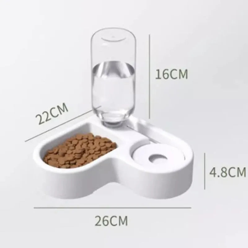 White indoor pet water fountain for cats and dogs on a kitchen floor
