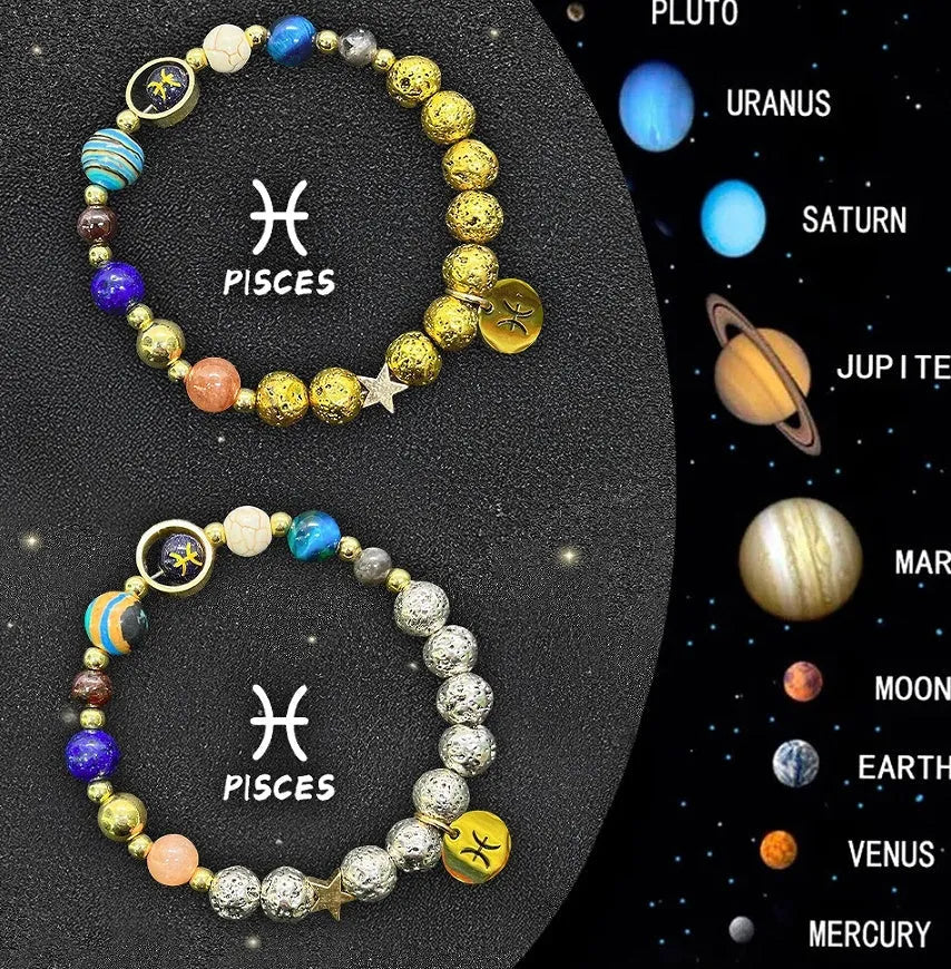Natural stone beaded bracelets with Chinese zodiac animal designs on elastic cords