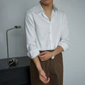 Men's black long sleeve Korean style shirt with cardigan design for autumn casual wear