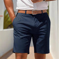 Men's light grey polyester business suit shorts with straight leg cut for summer casual wear