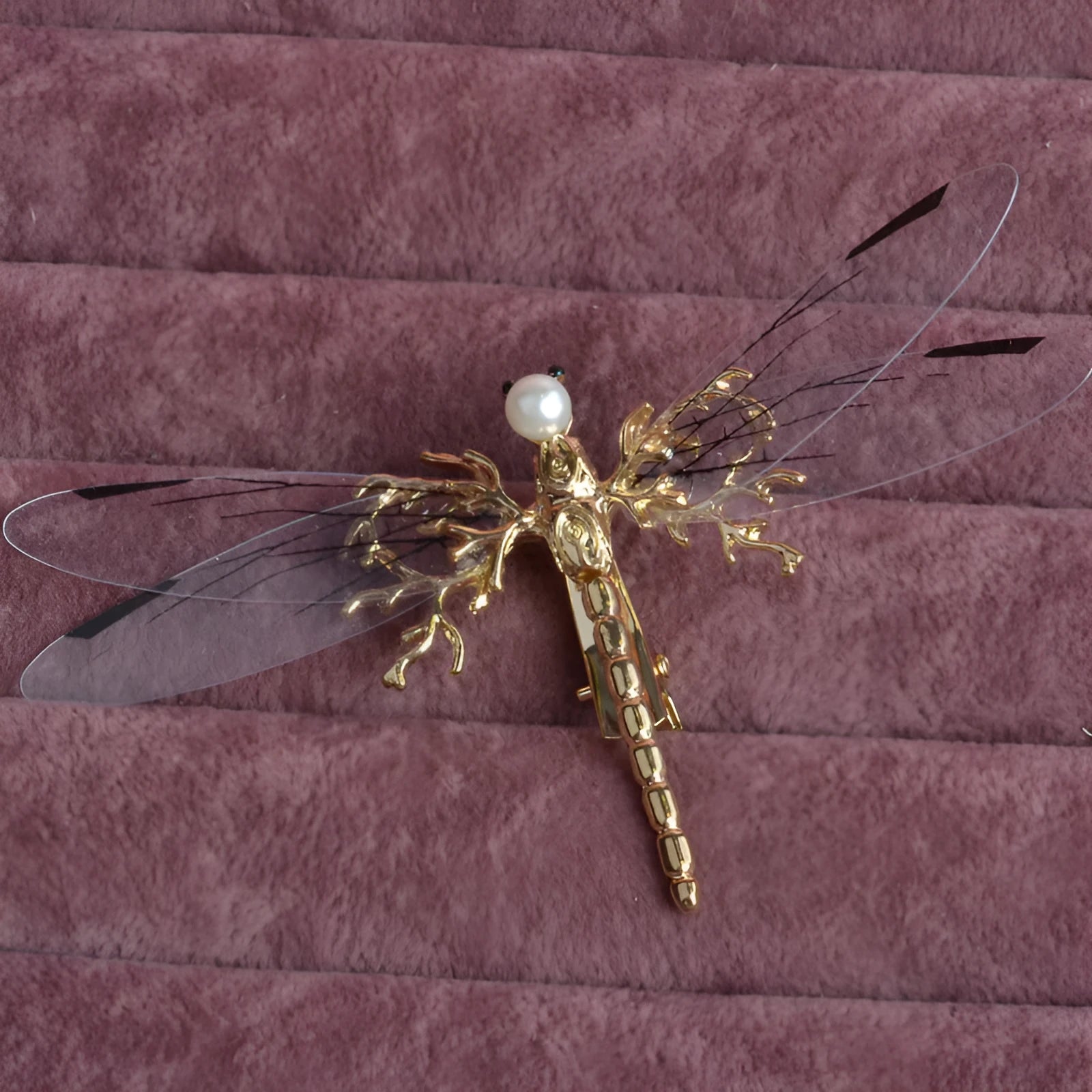 Women's dragonfly-shaped decorative headdress with side hair clip in alloy metal with colourful decorations