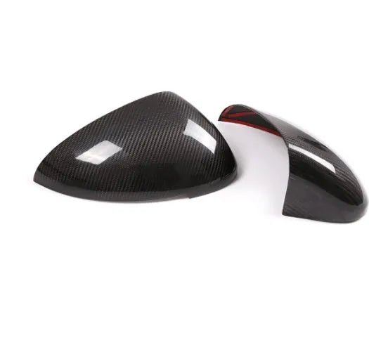 Pair of black true carbon fibre rearview mirror covers for Porsche Macan