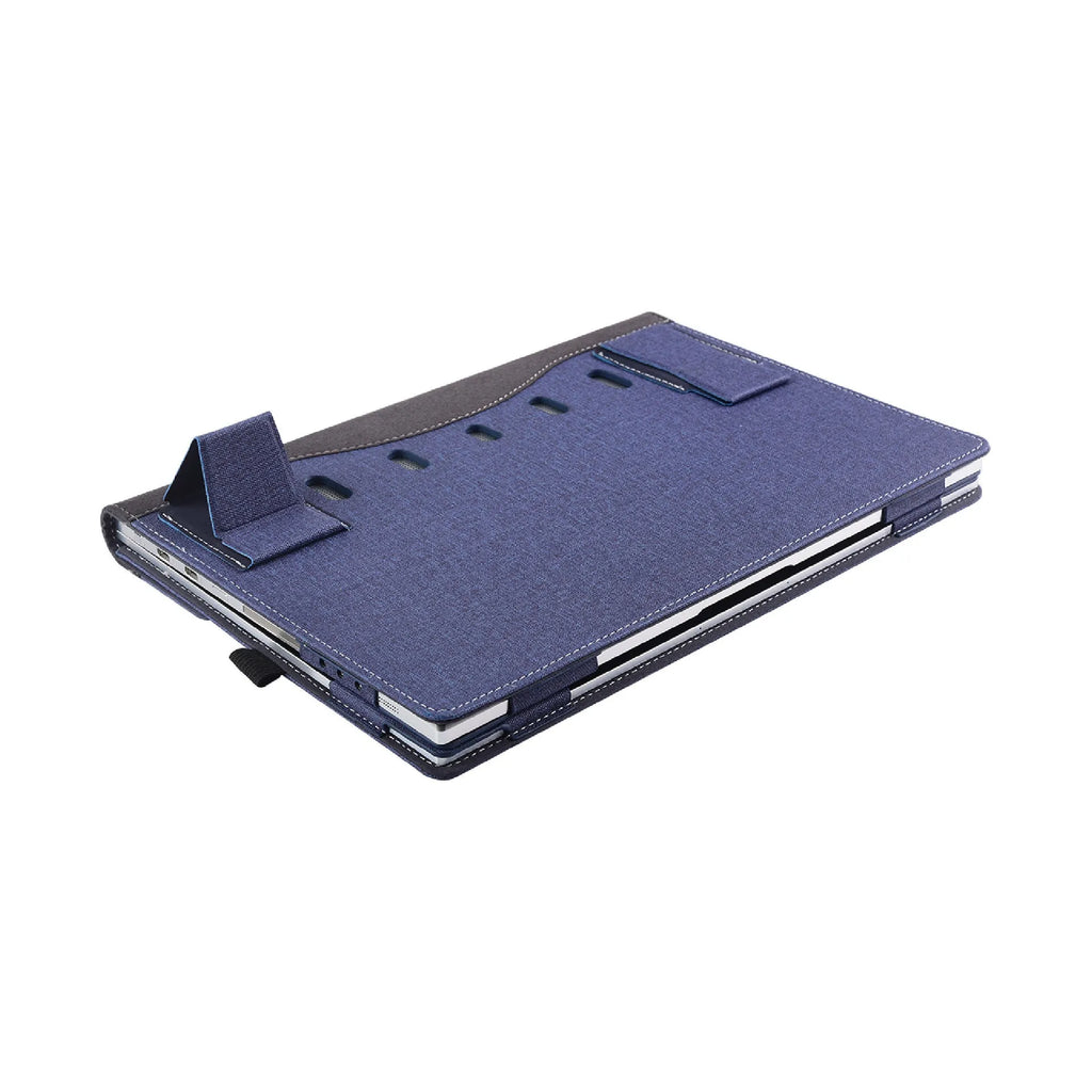 Black imitation leather protective sleeve for Microsoft Surface Laptop 6 with bracket closure