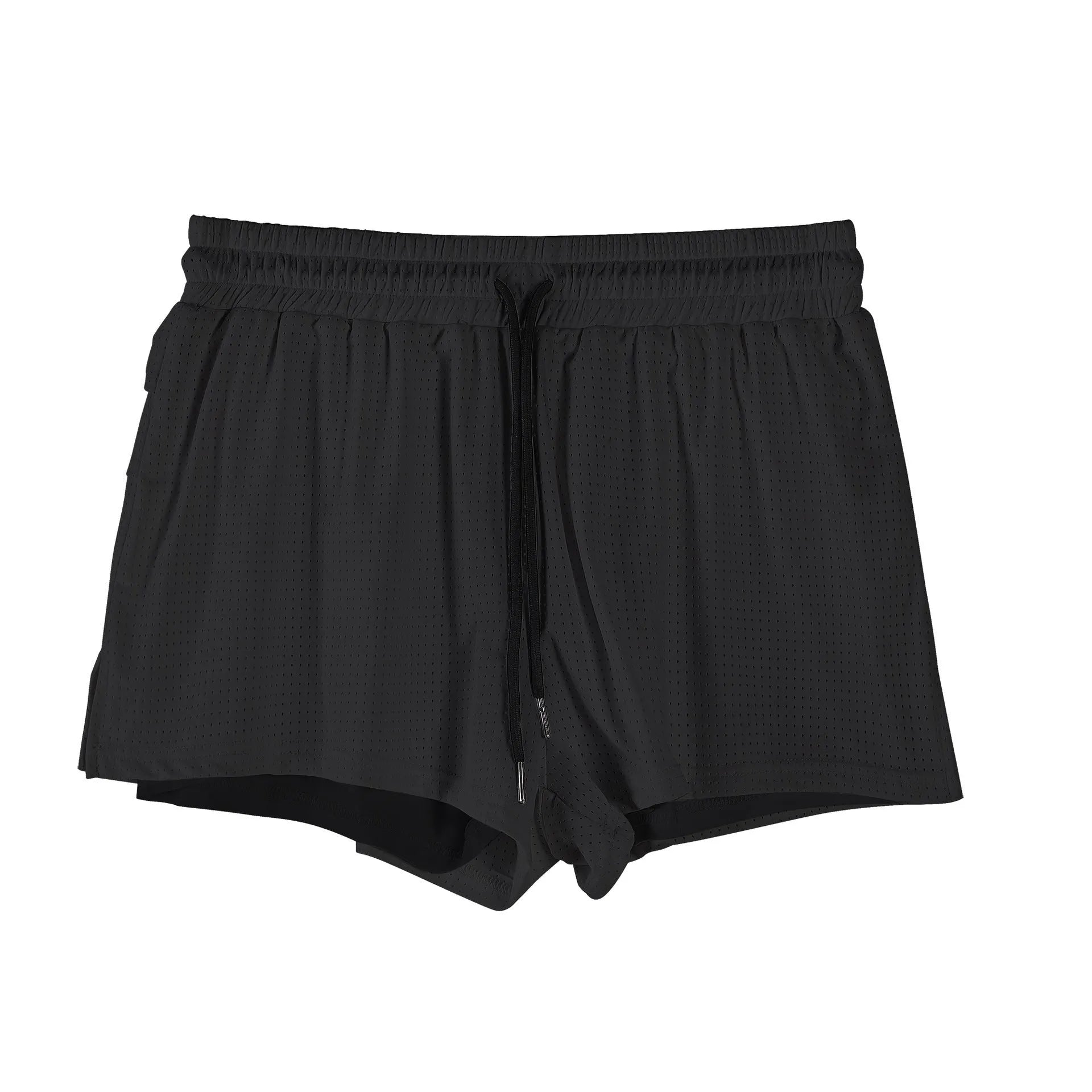 Men's black and white nylon quick-drying summer shorts in sport leisure style