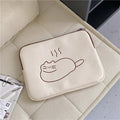 Embroidered animal tablet protective sleeve with zipper in fat cat or sleepy cat designs