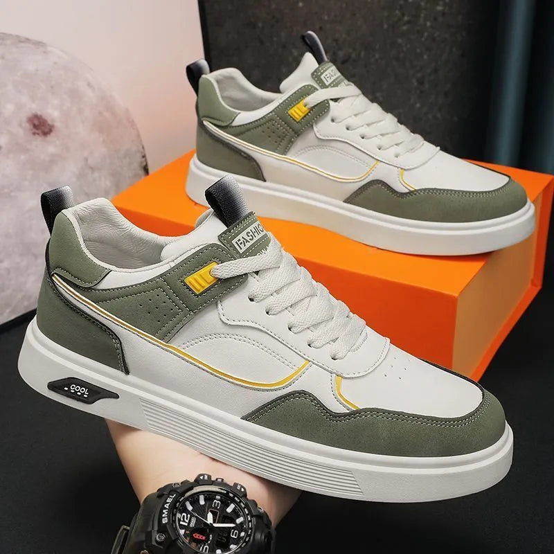 Men's low-top canvas board shoes in black, beige, or gray with mesh lining and round toe