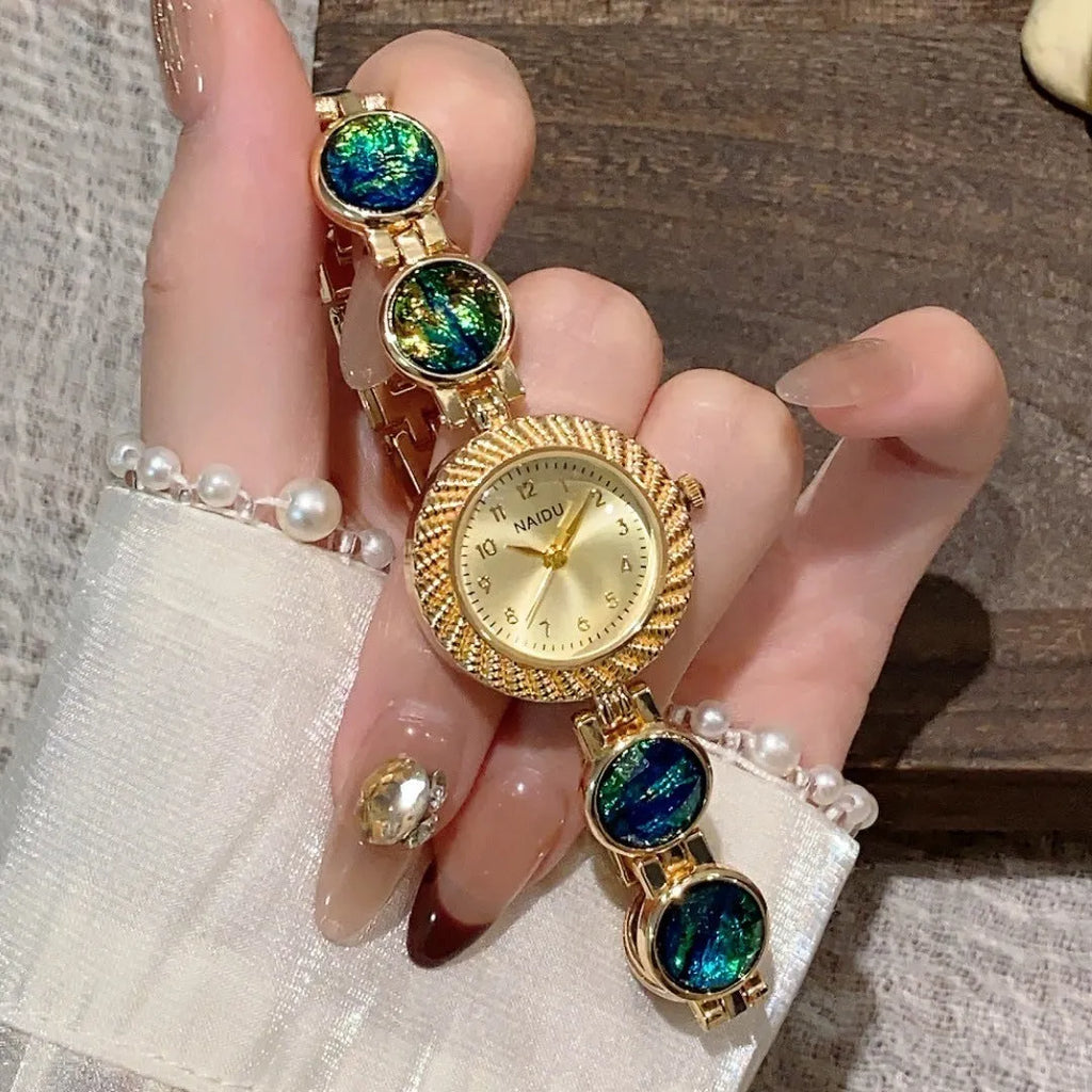 Women's quartz watch with round 25mm dial in one of six colour options.
