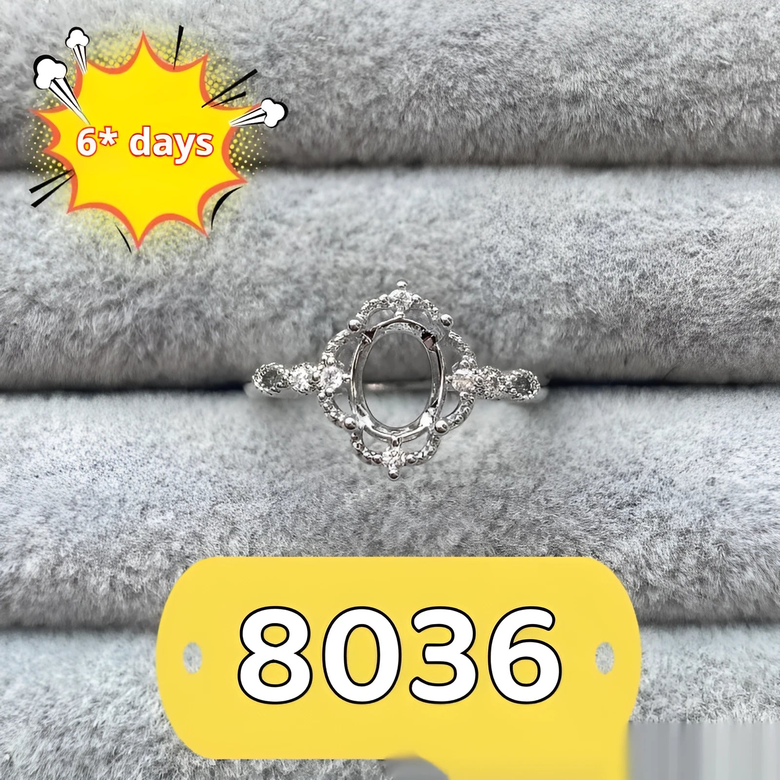 Korean style oval denier ring ornament with 6x8mm stone and star detail on electroplated copper.