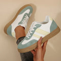Women's retro sports casual shoes with cross-strap design and artificial PU leather upper in green