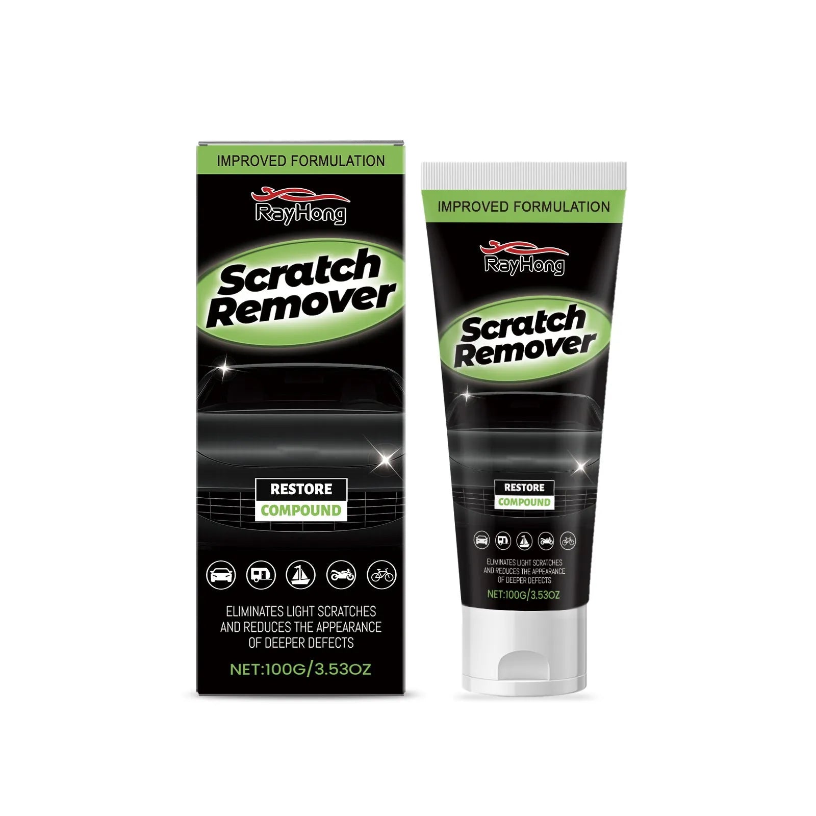 100g tube of car scratch repair cream for automotive paint surfaces with calcium carbonate formula