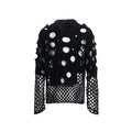 Men's black hoodie with pearl decorative details and hooded collar