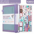 Self-filled no-date notebook with thread binding, showing PU cover in purple with planning stickers