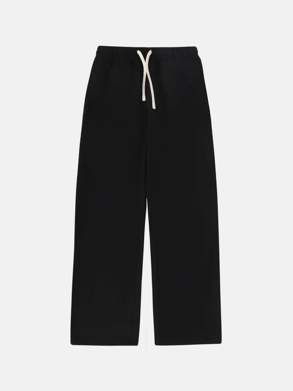 Men's grey fleece-lined sweatpants with elastic drawstring waistband and loose fit design