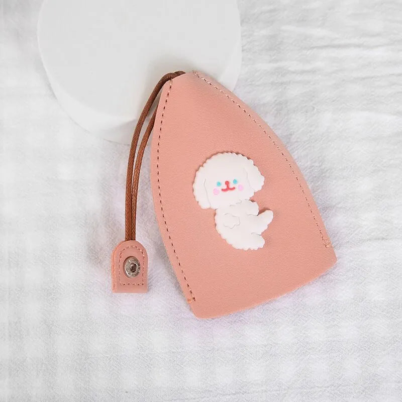 Cartoon pull-out key case in PU leather with colourful design, showing compact 14cm by 7.5cm dimensions