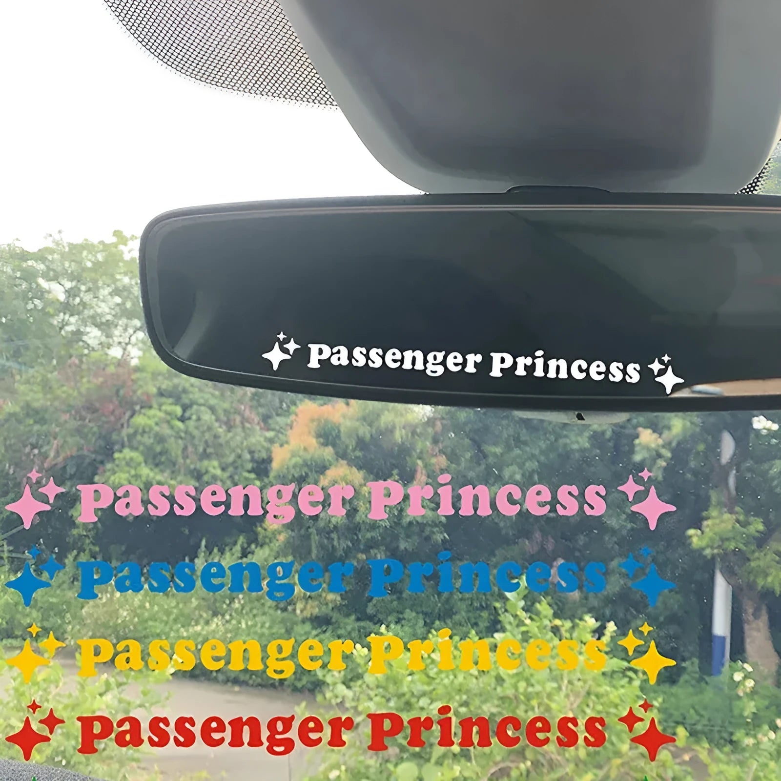 Passenger princess rearview mirror decorative sticker in 12.5cm diameter with eight colour options