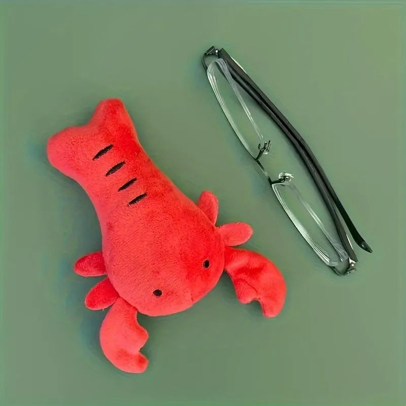 Red lobster stuffed dog toy with squeaker for small and medium breed interactive play
