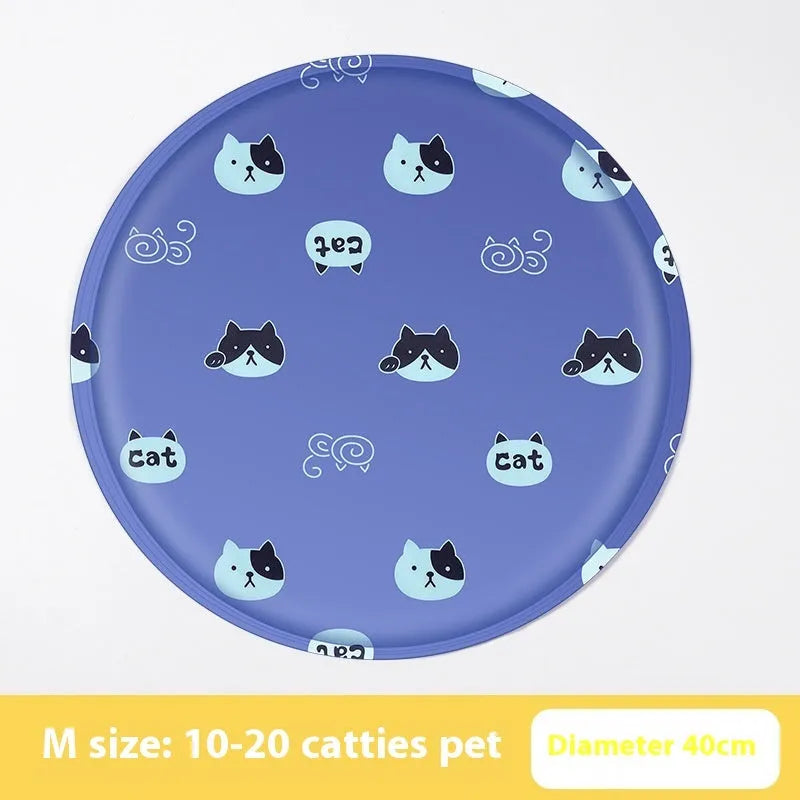 Round pet cooling mat with cartoon design options for dogs in two size variations