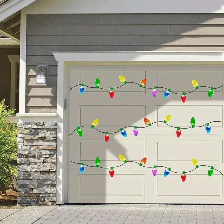 Magnetic reflective Christmas light bulb set with 24 bulbs and 12 wires on a metal surface.