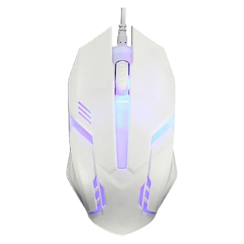 Wired USB computer mouse with luminous glow lighting in black or white design