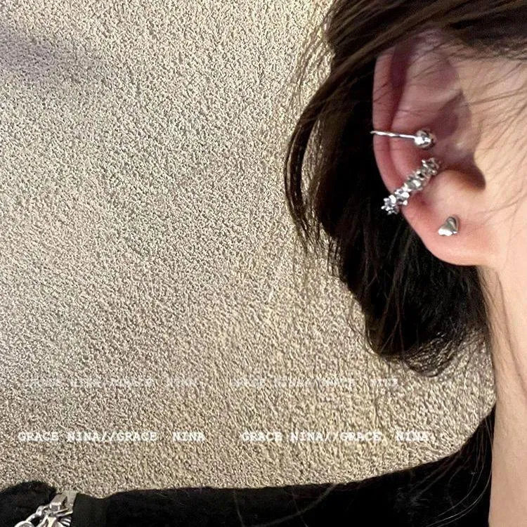 Irregular frosty geometric ear clip earrings in alloy with B4710 colour detailing
