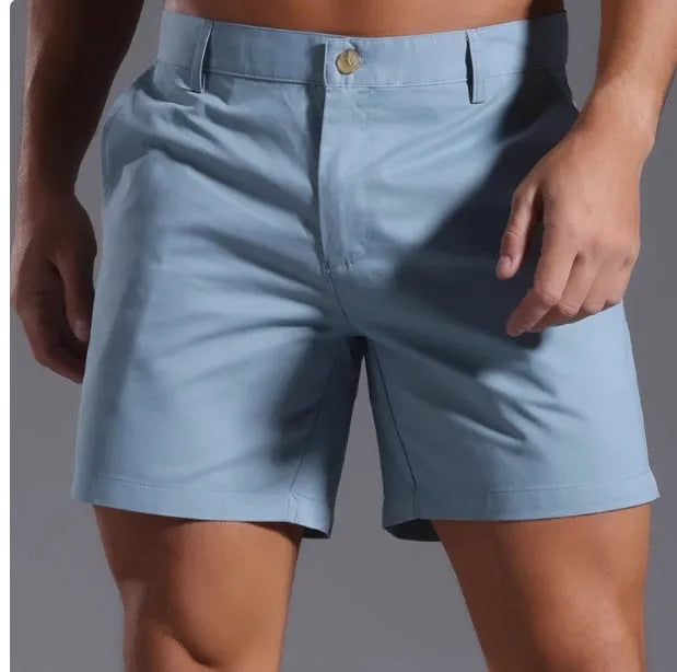 Men's straight-leg casual shorts in a cotton blend fabric, shown in a solid colour.