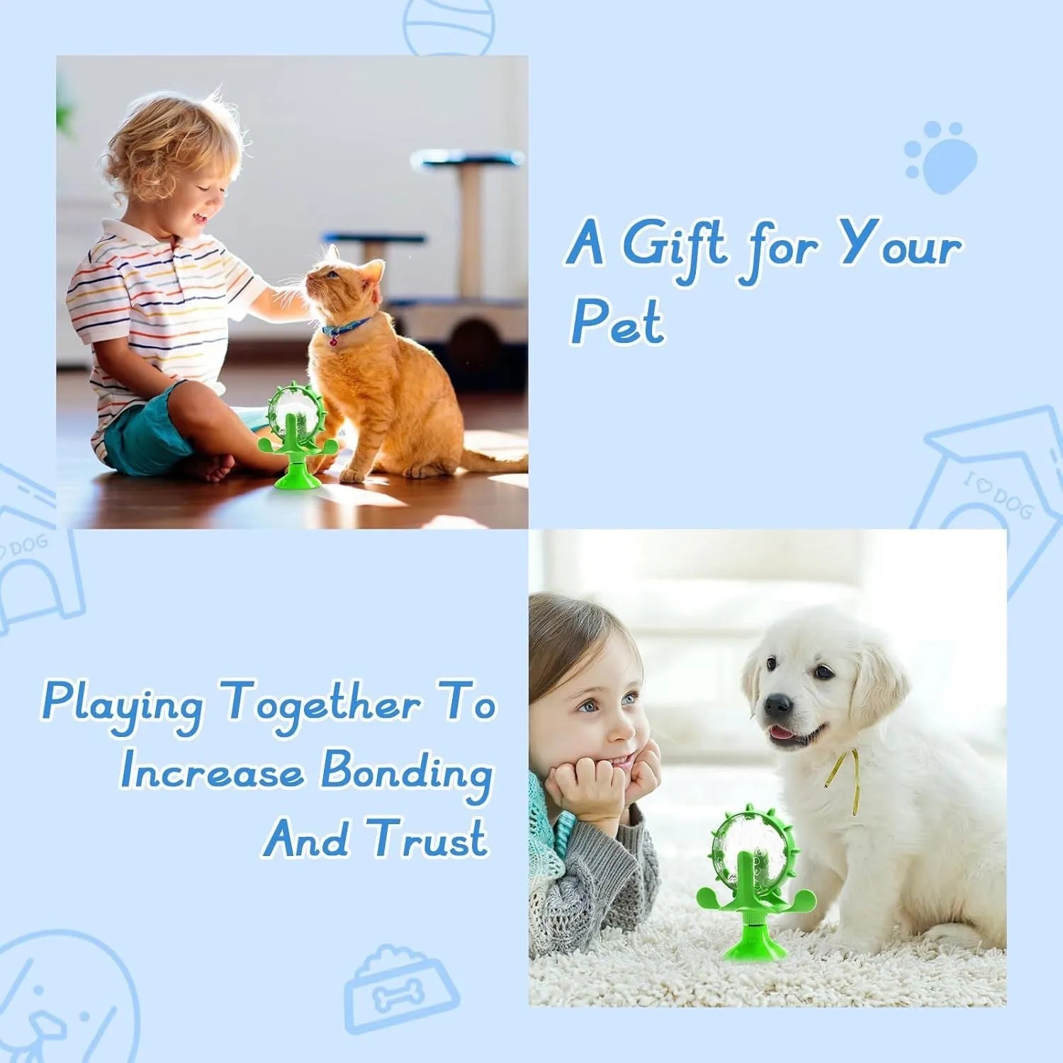 Interactive pet puzzle slow feeder toy with suction cup base in blue, green, red, or yellow colour.
