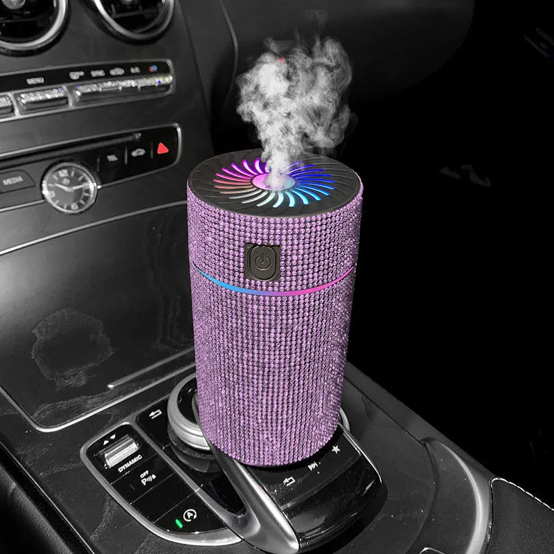 Compact car-mounted air purifier humidifier with USB cable in choice of seven colours