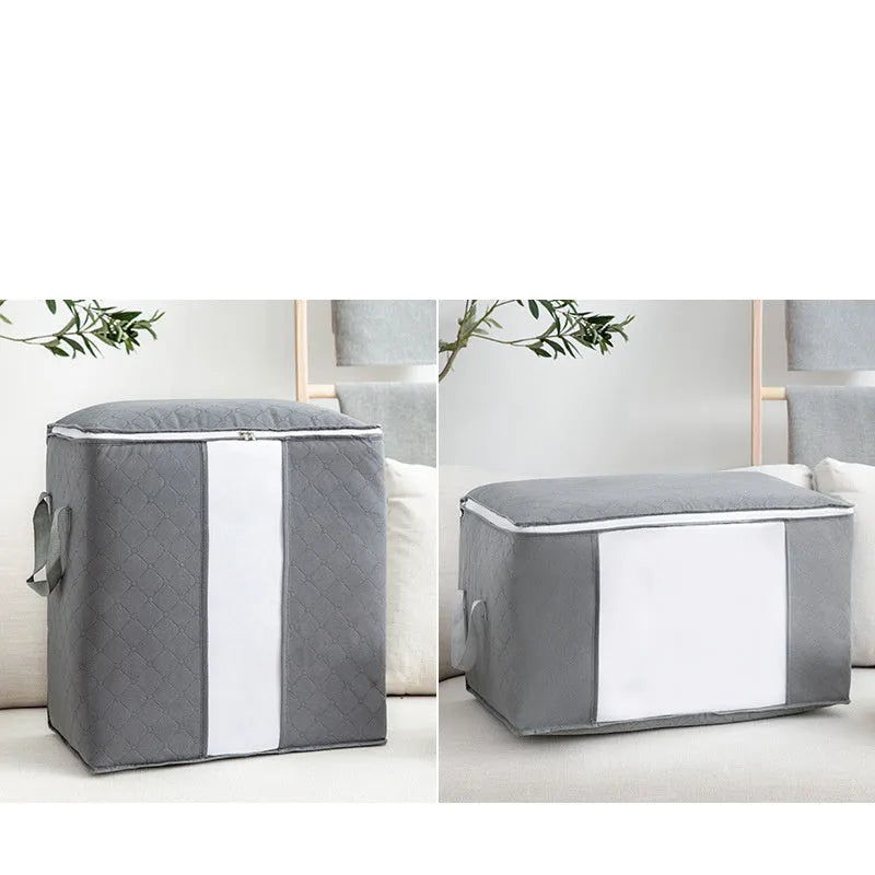 Non woven fabric quilt storage organiser bag with compression seal in beige colour
