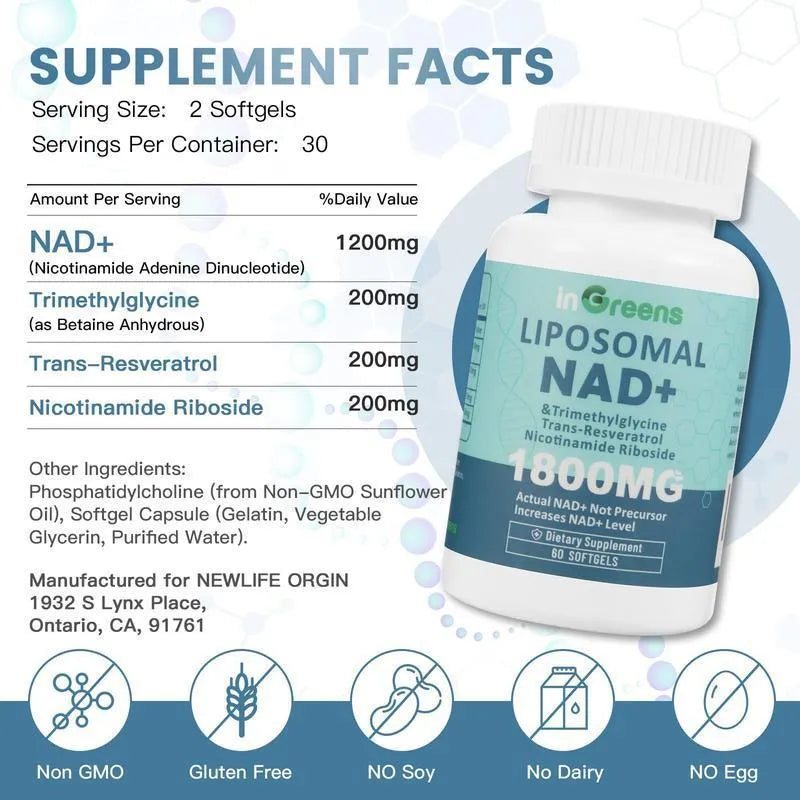 Bottle of NMN Nicotinamide Mononucleotide gel capsule dietary supplement