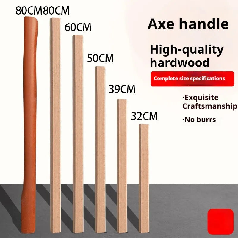 Locust wood axe handle set showing multiple lengths for log axes, hoof hoe, and sickle tools