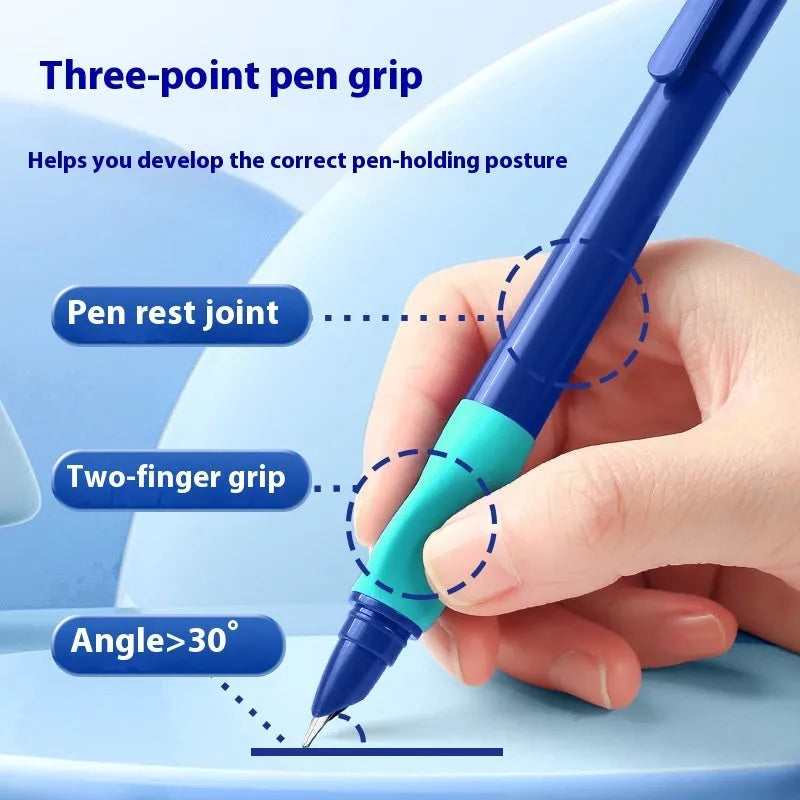 Student posture correction pen with plastic shell in blue, green, purple, and orange colour options
