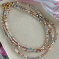 Women's purple pearl bracelet and necklace set with 14K gilded silver settings