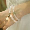 S925 sterling silver bracelet with white agate and Hetian jade beads, geometric national style design