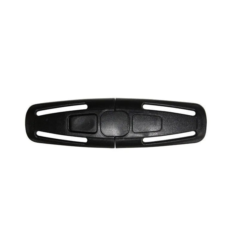 Black nylon child safety seat harness buckle clip for 5-point restraint systems